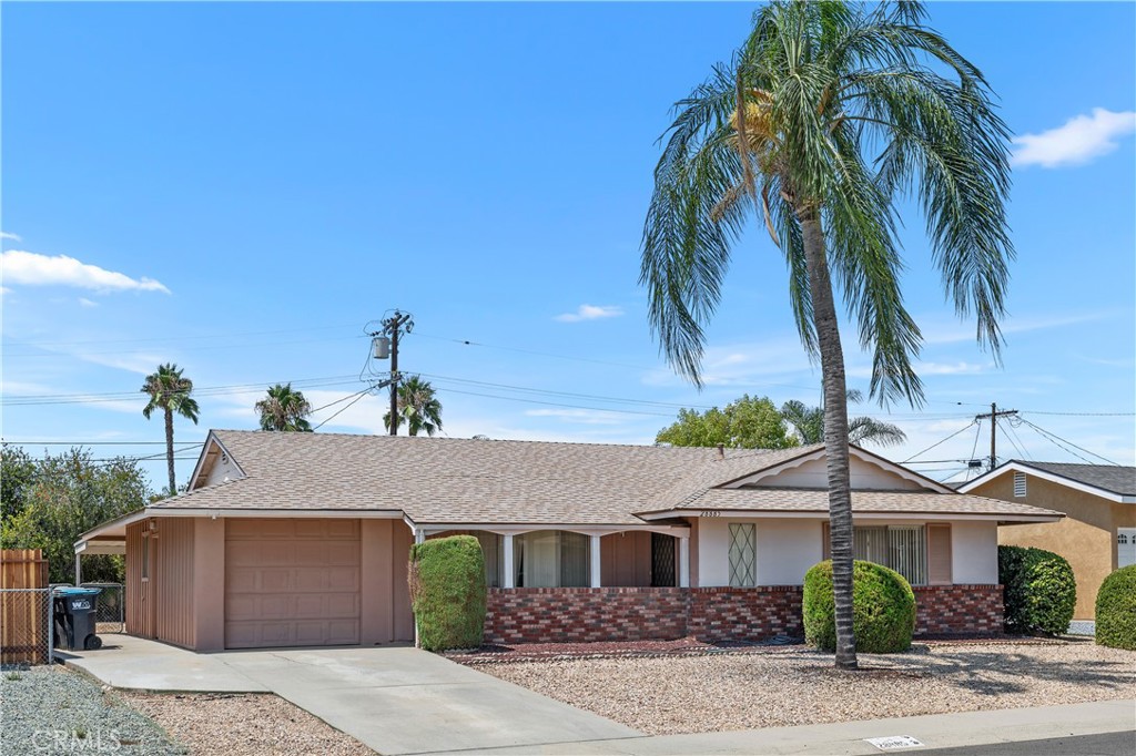 This is a very sort after Senior Community in the Core of Menifee. A Del Web Built Home with 2Bd/2Bt with an Association Fee of $40/month and Low Taxes. This home offers entry from both the front of the home, entry into the kitchen from the garage and the back enclosed Patio. All rooms have ceiling fans. It is painted in a neutral color, carpet in every room but the kitchen and bathrooms. Each Bedroom has a large closet. Drought tolerant Landscaping so little care is needed to maintain. Located close to the 215 Freeway, Shopping and Restaurants. The Club House is close by and has an Olympic size pool. There are several activities going on at the Club House throughout the year. This Home is worth viewing!