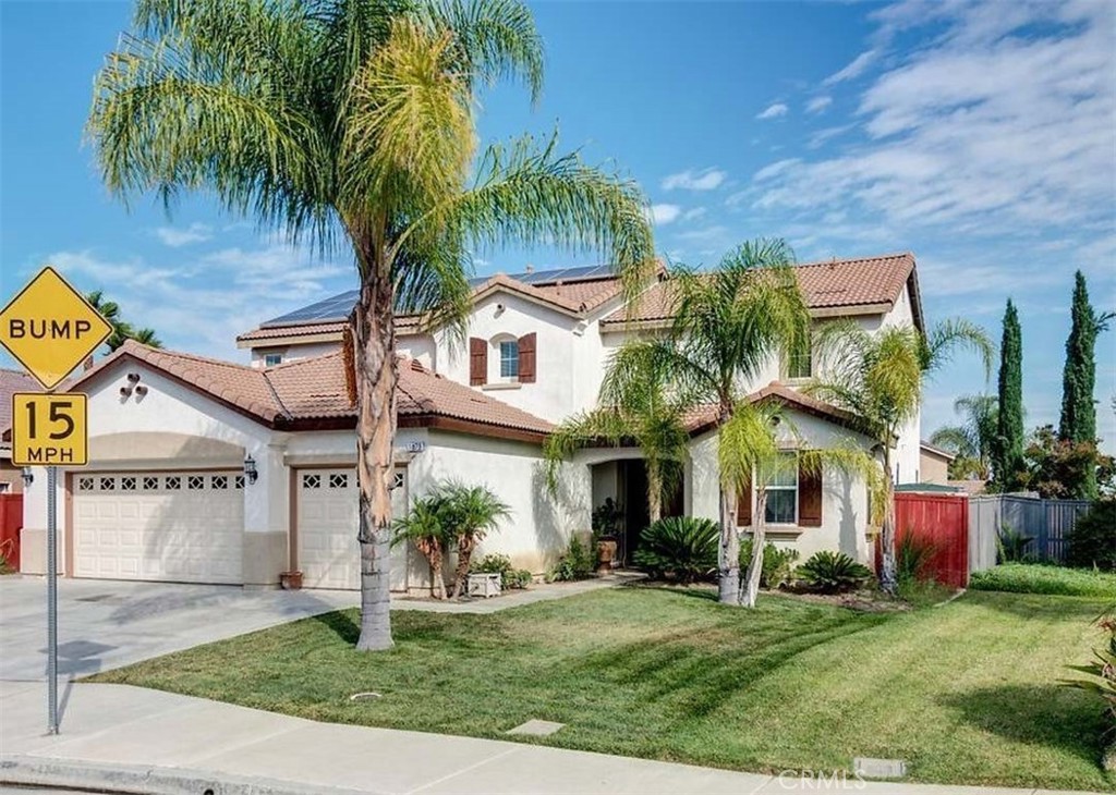 Welcome to your dream home! This absolutely gorgeous 4 bedroom, 3 bathroom pool home spans over 3,000sqft of living space and is packed with upgrades and amenities that make it truly one of a kind. Step inside to find a spacious floor plan featuring a formal living and dining area, a separate office/den, a large upstairs loft, and a media center perfect for movie nights. The expansive family room opens to a beautifully updated kitchen with granite countertops, full backsplash, stainless steel appliances, and recessed lighting. Downstairs is graced with 24" porcelain tile flooring, a whole house fan, surround sound, and an intercom system. Step outside through elegant french doors to your private entertainers backyard, complete with a sparkling pool and jacuzzi, spacious patio, and mature landscaping for privacy. Upstairs, the luxurious master suite offers double walk-in closets, a large soaking tub, and a glass-enclosed shower. Three additional bedrooms and a full bathroom round out the upper level. Paid off Solar and No HOA. Dont miss this opportunity to own a beautiful move in ready home with resort-style living right in your backyard. Schedule your private showing today.