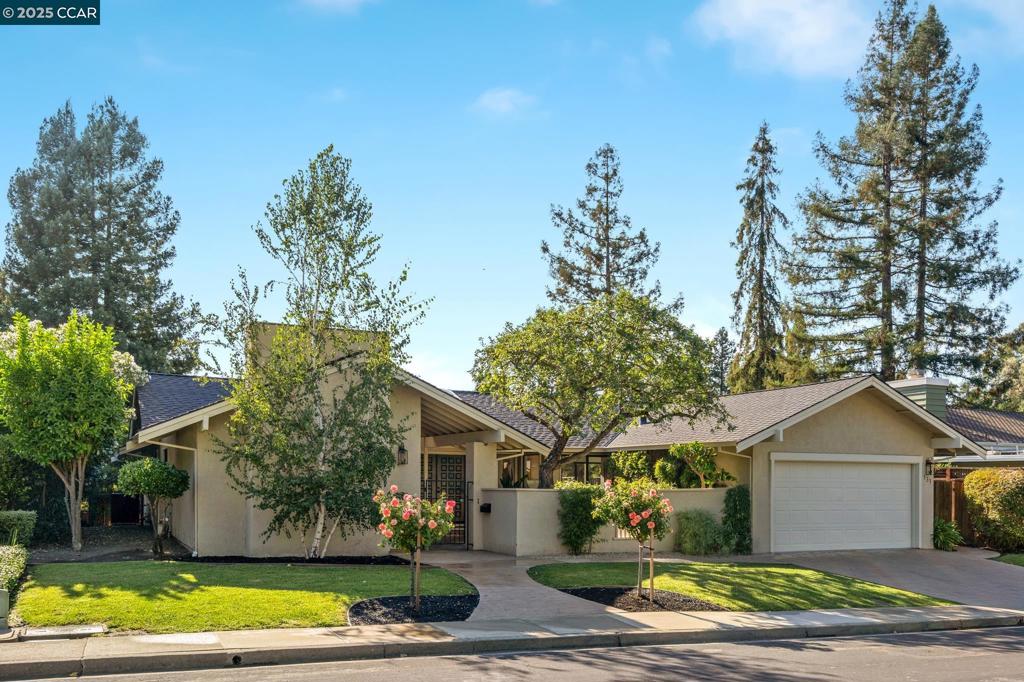 Ranch-style home in sought-after Sycamore neighborhood. Ideally located near a picturesque park, scenic walking paths & minutes from the community pool & tennis courts. Landscaped front yard &welcoming courtyard invite you inside. Lovingly maintained, this home retains much of its original charm while offering the perfect opportunity as a starter home, a move-up property, or a downsizing option. Step into the foyer, where fresh interior paint &abundant natural light create a bright atmosphere. The functional floor plan flows seamlessly,w/ formal dining room, eat-in kitchen w/ wood cabinetry & spacious walk-in utility closet.Sunny family room boasts a cozy fireplace with custom built-ins, while an additional formal living area w/ its own fireplace provides wonderful space for entertaining or relaxing. The bedroom wing includes three generously sized secondary bedrooms & full hall bath. Primary suite enjoys direct access to a large deck, offering a private retreat w/ tranquil outdoor views. The backyard is designed for entertaining, with an expansive deck and large grass area. The house has all new paint inside, new carpet, new dishwasher, new lighting and more. This prime location is just minutes from Iron Horse Trail, Downtown Danville, dining, shopping & top-rated SRVD schools.