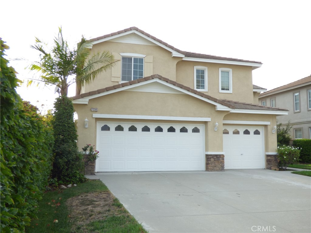 Discover the luxury and comfort in the highly sought-after Rancho Cucamonga community near Victoria Gardens, within the prestigious & award-winning Etiwanda School District, through this refined residence of bright vibrance and spatial elegance—a 5-bedroom, 3-bathroom home over 3,400 square feet that offers a superb lifestyle defined by warmth, functionality, & sophistication—an ideal choice for professionals and families seeking a truly elevated living experience. Step into a beautiful formal living room with vaulted ceilings that create a bright, open atmosphere, complemented by expansive windows that fill the space with natural light. Adjacent, the formal dining room offers views of the backyard, creating a welcoming setting for intimate gatherings. At the heart of the home, the thoughtfully designed kitchen flows seamlessly into the inviting family room—complete with a cozy fireplace and built-in media niche, perfect for movie nights or casual get-togethers. The kitchen features rich travertine countertops, a generous center island, and high-quality stainless-steel appliances—offering both style and substance for everyday cooking or entertaining. A large laundry room and built-in storage spaces throughout the home ensure daily living stays organized and convenient. Upstairs, retreat to an expansive master suite behind elegant double doors, where you’ll find dual walk-in closets and a beautifully appointed en-suite bath with an oversized soaking tub, separate glass shower, and upgraded finishes that bring a touch of luxury to everyday routines. Four additional bedrooms—including one on the main floor with a nearby full bath—offer flexible space for guests, home offices, or growing families. A versatile loft offers additional space for a gym, playroom, or creative work area. Classic crown molding, high ceilings, and central HVAC complete the home’s functional design with a refined touch. The backyard offers a peaceful setting for weekend BBQs or morning coffee, with a balance of shade and openness, set within a quiet and well-maintained neighborhood. Enjoy prime access to the 210 Freeway, Victoria Gardens, Ontario Mills, local parks, & top-tier schools—offering convenience, connection, and community all in one place. Recent upgrades include fresh exterior and garage paint, motion-sensor exterior lighting, a new water heater, and new kitchen appliances. Come discover the place where everyday living meets your sense of belonging, comfort, and possibility.