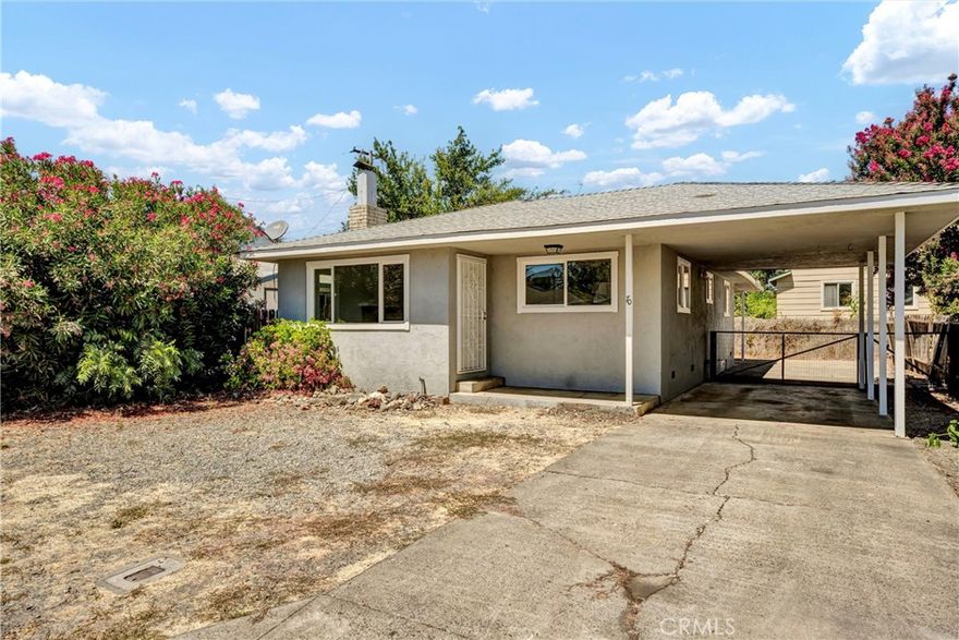 Cute downtown Lakeport home! 2bed/1bath home a block up from the Lake and within walking distance to all local restaurants, shopping & public transit. One story, new flooring, new kitchen with butcher block tops, int/ext paint, hot water heater and electric oven. Currently has monitor heater and wood burning fireplace for heat. Decent backyard with covered patio, and extra parking along side of home. Attached carport. Home is on public water/sewer and is all electric. Would make a great first time or investment/rental type home with central location!