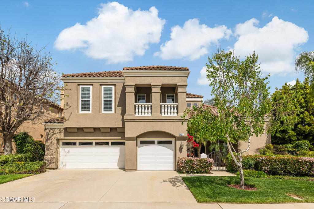 Welcome to this beautifully upgraded 5-bedroom, 4.5-bath, 3795 square foot Deauville St.Tropez model located on the corner of a quiet cul-de-sac in one of Moorpark's most desirable neighborhoods. This spacious home features one full bedroom and bath downstairs--perfect for guests, multigenerational living, or a private home office.Step into a dramatic 24-foot entry with 6-inch crown molding, engineered hardwood and granite flooring on the main level, and 4-inch white wood plantation shutters throughout. The remodeled kitchen (2020) is a chef's dream, boasting shaker soft-close cabinetry, Italian porcelain solid stone counters and backsplash, a 10-foot island with seating, premium GE Monogram appliances, updated plumbing and fixtures, and LED lighting. An additional wet bar and openness to the family room makes this home ideal for entertaining. Upstairs, the luxurious primary suite features a cozy sitting area with its own fireplace and a spa-like en suite bathroom. Three additional secondary bedrooms are also located upstairs, including one with its own private en suite--ideal for teens, guests, or a second primary option.Other highlights include three gas fireplaces (one with wood-burning option), a high-efficiency HVAC system (2020), tankless water heater (2022), drip irrigation system (2024), and a variety of mature fruit trees (lemon, Meyer lemon, clementine, lime, nectarine, pluot). Laundry room with utility sink and direct access to the 3-car garage.This turnkey home blends timeless style with thoughtful upgrades--don't miss your chance to make it yours!