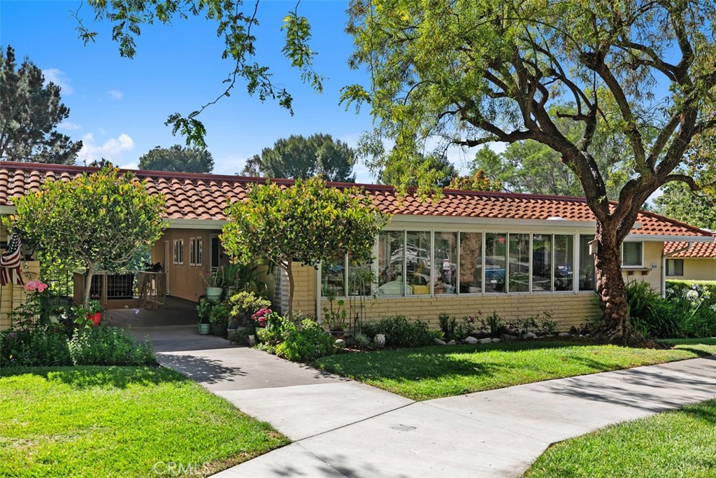 BACK ON THE MARKET! Welcome to this charming 'CREEK LOCATION' home in the serene community of Laguna Woods, California. GREAT CURB APPEAL AND NO STAIRS. This bright, airy "CASA LINDA" model offers a peaceful retreat in the prestigious Nob Hill area with modern conveniences. Enjoy the convenience of a washer and dryer and relax on your private patio, accessible from the living room and the second bedroom. The hall bathroom features a shower-tub combo. The master bedroom features several closets, and the en-suite bathroom boasts a step-in stall shower. Additional features include new double-pane kitchen windows, a new front door, smooth ceilings, central heating, and air, ensuring year-round comfort. Additionally, it has been freshly painted, featuring new bathroom vanities and a skylight in the kitchen. Don’t miss out on this fantastic opportunity in a highly sought-after location! It is an excellent entertainment home, MOVE-IN READY! Don’t miss taking a look at this one before it's gone! Add all this to the amenities offered by Laguna Woods Village... you have a winning combination -- 27 hole championship golf course or the 9-hole executive par three courses, tennis, paddle tennis, pickleball, lawn bowling, two fitness centers, seven clubhouses, five swimming pools, an equestrian center, gardening opportunities, an art studio, world-class woodshop, over 200 clubs and organizations ensure you will never get bored here! Additionally, enjoy free bus transportation throughout the community, nearby shopping, and convenient bus trips. Also, there is a very economical RV storage area where you can park your RV. Country Club Living is at its BEST and approximately 6 miles from Beautiful Laguna Beach! "SEE 3D TOUR" CARPORT #670 SPACE 8