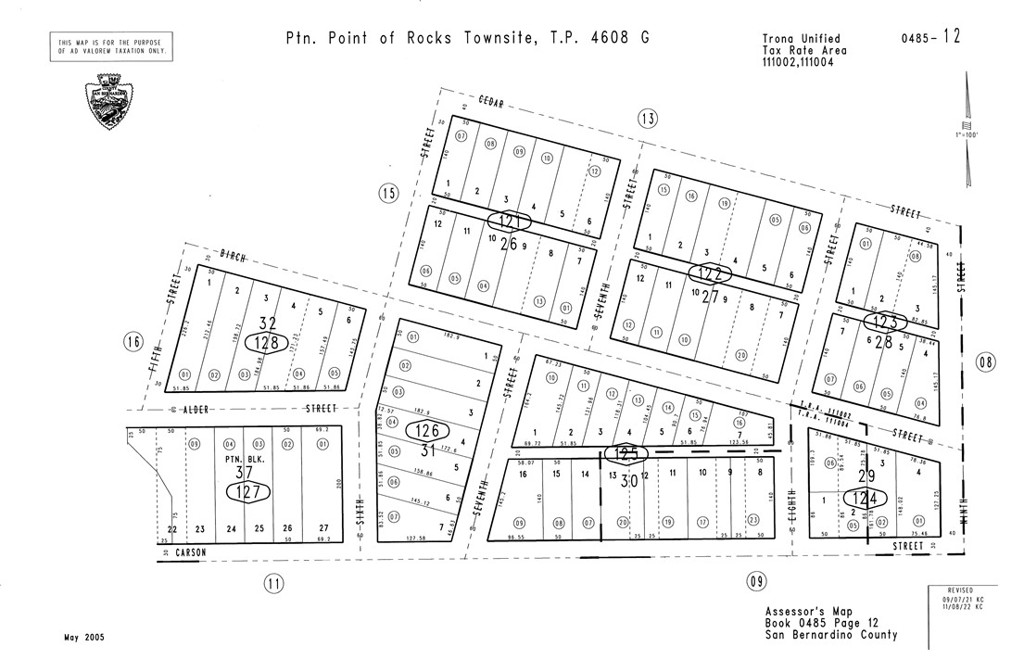 Almost 1/2 acre on the corner of Birch and 5th. 2 Lots, 2 APN's. Power and water on the street.