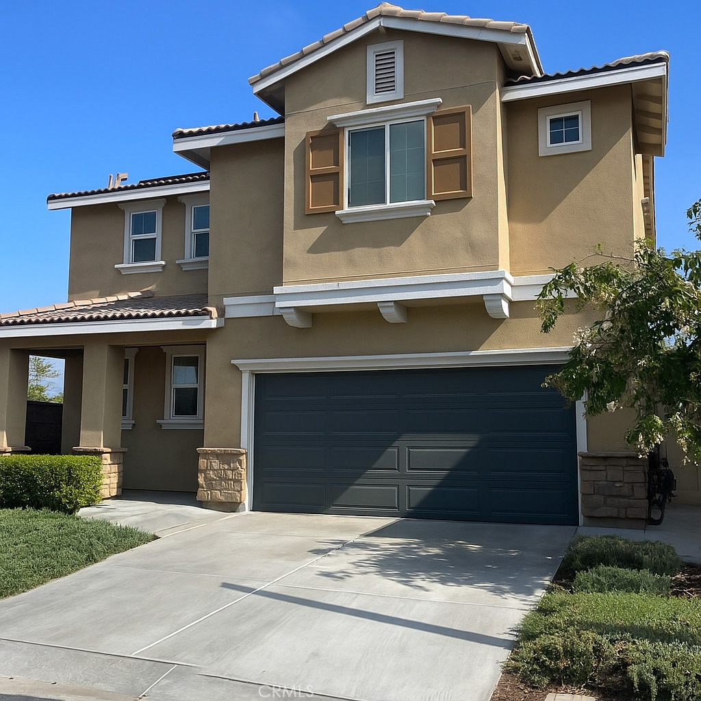 Welcome to 24944 Fortress Ct! Built in 2021, this stunning 4 bed, 2.5 bath home in the desirable city of Moreno Valley offers 2,187 sq ft of modern living. Highlights include an open floor plan, loft, high ceilings, and a spacious kitchen with island and butler’s pantry. Smart features—paid solar, EV charger, smart lock, thermostat, and lighting—add comfort and efficiency. The luxurious primary suite boasts walk-in closets and a spa-like bathroom with a large soaking tub. Outside, enjoy a private backyard with custom patio and gazebo, plus no rear neighbors. Community amenities include a pool, spa, playground, and park. Conveniently located near schools, shopping, and freeways, this move-in-ready gem blends style, sustainability, and comfort!