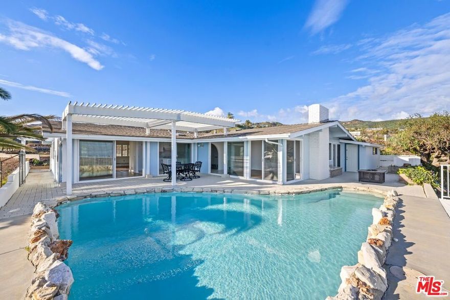 Perched above the Pacific with sweeping ocean views, this bright and private retreat sits on a quiet cul-de-sac at the end of a gated, private driveway in the heart of Pacific Palisades. Flooded with natural light, the home features three bedrooms, a spacious great room, dedicated dining area, and a fully renovated kitchen. Large picture windows frame the coastline from nearly every vantage point, creating effortless indooroutdoor living. A heated pool overlooks the ocean for year-round enjoyment. Additional amenities include a two-car garage with automated door and ample driveway parking. A rare lease offering with extraordinary views and total privacy.