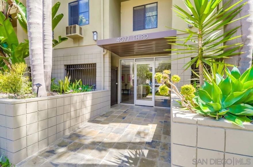 Priced in a range of $399K-$419K. Discover this delightful 1-bedroom, 1-bathroom condo that seamlessly combines privacy with urban convenience in the vibrant heart of Hillcrest. This welcoming residence boasts an open floor plan with sleek porcelain floors, offering a modern and easy-care aesthetic throughout the living areas. Enjoy the comfort of a new AC/heating system and your very own private balcony. Nestled in the gated, courtyard-style community of Hillcrest Palms, residents have access to amenities such as a 4th-floor rooftop deck with breathtaking city views. The building is equipped with an elevator for added convenience, and the laundry room is just steps from your front door. This location is truly a walker's paradise, with a wealth of shopping, dining, and entertainment options at your doorstep. Additional benefits include gated underground parking with one designated space and extra spots available for residents in the adjacent garage after hours. You'll appreciate the close proximity to Scripps Mercy Hospital and easy freeway access. With low HOA fees that cover water and trash, this VA approved complex offers a fantastic opportunity to reside in one of San Diego's most sought-after neighborhoods. Don't miss the chance to enjoy this exceptional location and charming community!  Priced in a range of $399K-$419K. Discover this delightful 1-bedroom, 1-bathroom condo that seamlessly combines privacy with urban convenience in the vibrant heart of Hillcrest. This welcoming residence boasts an open floor plan with sleek porcelain floors, offering a modern and easy-care aesthetic throughout the living areas. Enjoy the comfort of a new AC/heating system and your very own private balcony. Nestled in the gated, courtyard-style community of Hillcrest Palms, residents have access to amenities such as a 4th-floor rooftop deck with breathtaking city views. The building is equipped with an elevator for added convenience, and the laundry room is just steps from your front door. This location is truly a walker's paradise, with a wealth of shopping, dining, and entertainment options at your doorstep. Additional benefits include gated underground parking with one designated space and extra spots available for residents in the adjacent garage after hours. You'll appreciate the close proximity to Scripps Mercy Hospital and easy freeway access. With low HOA fees that cover water and trash, this VA approved complex offers a fantastic opportunity to reside in one of San Diego's most sought-after neighborhoods. Don't miss the chance to enjoy this exceptional location and charming community!