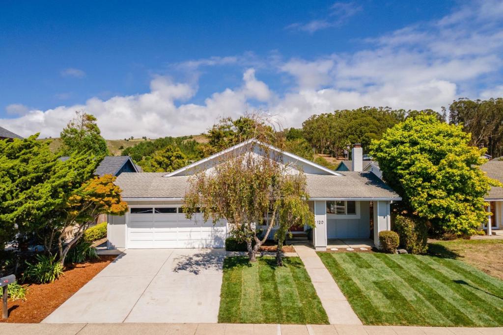 Welcome to 120 Bridgeport Drive, a charming single-family residence nestled in the "Clipper Ridge" neighborhood of El Granada. This delightful, single level 1,750 square foot home offers 4 bedrooms and 2 bathrooms, perfectly designed for modern living.As you step inside, you are greeted by an inviting living space, with vaulted ceilings, that seamlessly blends functionality and style. The open floor plan allows for easy flow between the living, dining, and kitchen areas, creating a warm and welcoming atmosphere. The bright open kitchen has stainless steel appliaces and access to the rear yard. The fenced backyard is a dream with large concrete patio, raised beds, and redwood and fruit trees. It provides a wonderful opportunity to experience the best of California Coastal Living. Clipper Ridge is unlike many other areas of El Granada with sidewalks, streetlights and underground utilities along with a large community park with play structure and basketball hoop. It is also adjacent to open space on the hillside with access to a wonderful trail system and just a short distance from Pillar Point Harbor. This residence at 120 Bridgeport Drive is a true gem, waiting for you to call it home. Don't miss the chance to make this your own private haven in beautiful El Granada.