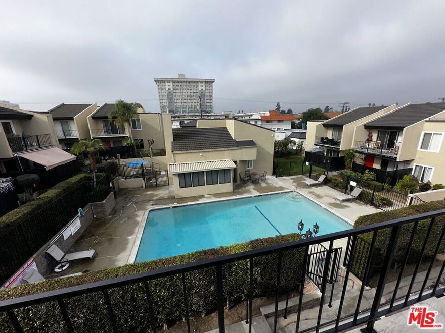 Completely remodeled 1 bedroom 1 bathroom unit in 54 unit complex on 2nd floor. Breakfast bar top in kitchen with electric stove & dishwasher. Separate dining room. Tile flooring. Extra large balcony overlooking the pool. Lots of closet space. Community 8 foot pool with solar heating. Community laundry room. No pets allowed. Tenant to supply their own refrigerator.