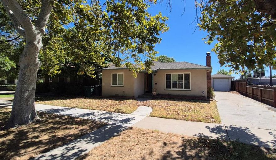 This beautifully maintained 3-bedroom, 2-bath home offers comfort, style, and convenience.  Featuring central air conditioning and heating, this home is move-in ready with thoughtful amenities throughout. Inside, you'll find a spacious eat-in kitchen with a gas stove and abundant cabinet space.   Dual pane windows with plantation shutters provide energy efficiency and timeless charm. The stylish fireplace, framed with custom built-in shelving makes the living room the perfect gathering space.  Long driveway will accommodate 3 to 4 vehicles.  Additional features include a laundry room with built-in storage, detached garage, and new fencing in the backyard.  1,528 square feet of living space.  Located near schools, shopping centers, and parks.  Easy access to Highway 152.  This lovely home is perfect for a growing family.