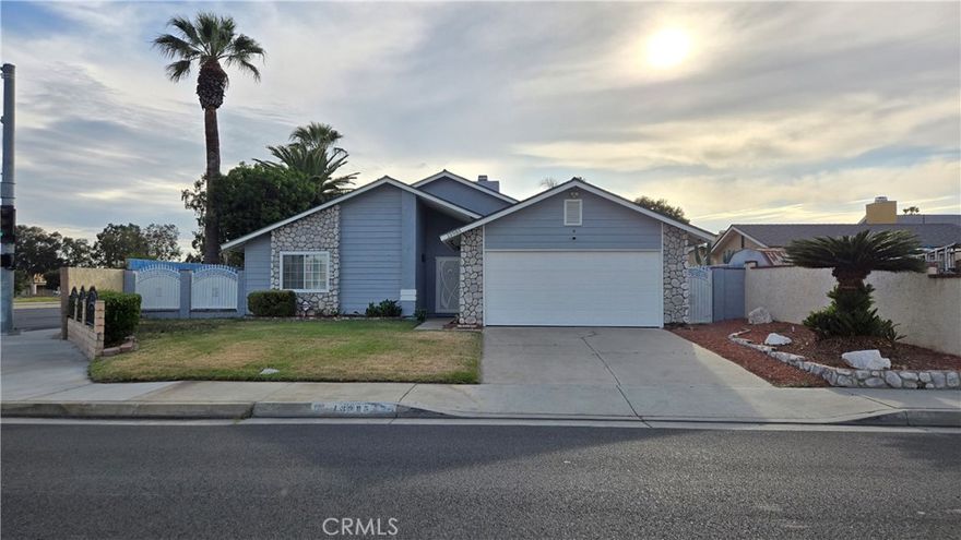 Beautiful single-story pool home in a desirable neighborhood. Updated throughout with new luxury vinyl plank flooring and paint. Spacious living room with vaulted ceilings and fireplace. Kitchen features granite countertops, refrigerator, range/oven, microwave, dishwasher, and garbage disposal. Central air/heat. Large primary bedroom. Primary bath has double vanity/sink with walk-in shower. Secondary bath has a double vanity/sink with a tub/shower. Attached 2-car garage plus driveway parking. Washer & dryer are included. Private rear yard with heated pool, spa, and covered patio. Walk to neighborhood shopping and schools.