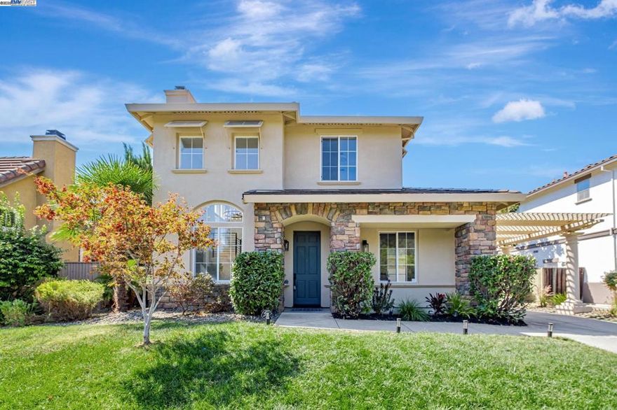 Open House 1-4 Sat/Sun. Stylishly updated single-family home in Fremont’s desirable and exclusive Riverwalk Community. This 4-bedroom, 3-bathroom plus an additional office luxurious home offers 2,754 sq. ft. of living space with a bright, open feel. Inside you’ll find soaring ceilings, fresh interior paint, engineered hardwood floors throughout, and a beautifully renovated kitchen with new quartz counters. The floor plan includes a convenient ground-floor office/bedroom and full bath, ideal for guests or multigenerational living. All bathrooms have been tastefully remodeled with high end luxury finishes. The primary suite features a spa-like bathroom complete with a soaking tub and floor-to-ceiling italian tile accents. Close to Quarry Lakes Regional Recreation Area and the Alameda Creek Trail, this home combines outdoor lifestyle with excellent commuter access to major Bay Area freeways, BART, shopping centers and top rated schools.