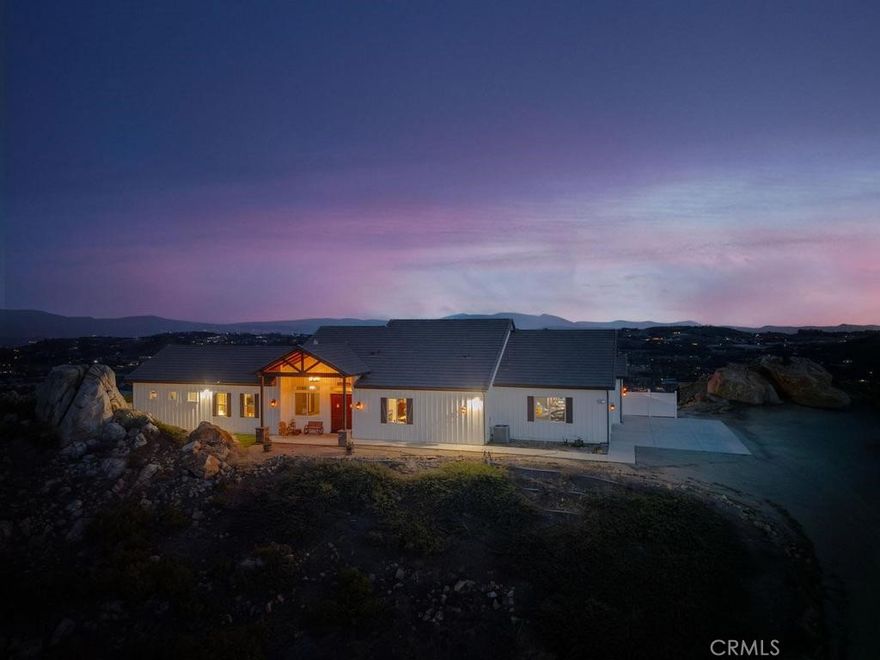 Welcome to Vista Del Bosque –  where Modern Ranch Living meets breathtaking views in La Cresta. 
This stunning single-story home built in 2021, sits atop an impressive winding drive, surrounded by over 5 acres of beautiful landscape and heavenly views in every direction.   
With 3 spacious bedrooms and 2 full baths, Vista Del Bosque blends comfort, privacy, and room for growth or expansion.
Its open layout and abundant natural light make this home a peaceful and serene retreat. 

This home offers nearly 1000 ft.² of garage space that would allow for a workshop, home gym, or a place for your classic cars. Step outside to your private oasis, complete with a sparkling pool and spa, and immerse yourself in panoramic views that define California living at its best. 
The ample land space offers endless possibilities for future expansion or simply relaxation away from the hustle and bustle of everyday life. Tucked away within the scenic hills just a short drive from town, shopping, and top-rated schools. 
Vista Del Bosque is where every day is a getaway—your serene retreat awaits!