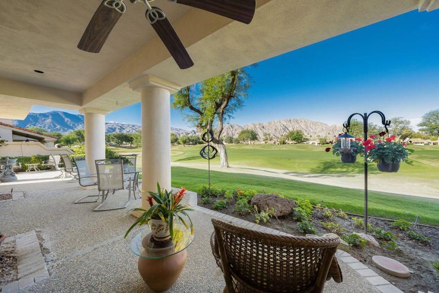 Enjoy the breathtaking double fairway and Santa Rosa views from this coveted Legends 40.  Located just a sand wedge away from the 8th green of the World Class Stadium Course at PGA West, you will feel like you are living in a painting.  This well maintained home is available just in time for the American Express PGA Tournament, and offers an open floor plan and soaring ceilings. Numerous upgrades include stainless steel appliances and granite counters in the kitchen; 3 large ensuite bedrooms with marble floors in the bathrooms and custom California Closets; oversized two car garage with steel shelving and workshop and separate golf cart garage.  The community pool is conveniently located just across the street.  Experience resort living at its best; come live the lifestyle you've dreamed about!