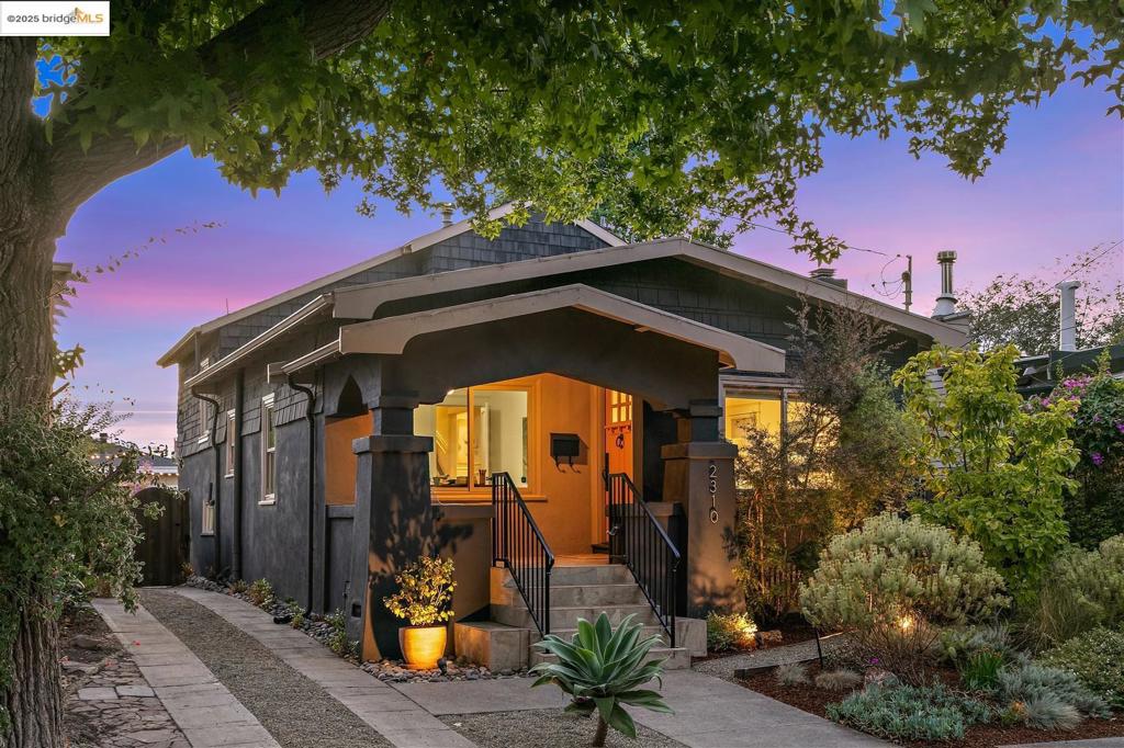 On Central Berkeley's prized Spaulding Avenue, known for its welcoming, leafy vibe and extra-width, this unique Craftsman—shingle and stucco—offers three bedrooms, and two updated baths. Smart separation of space, including a bedroom and a full bath on the main level, balances with open-flow common rooms and glorious outdoor spaces in which to gather inside and out. The primary retreat upstairs features a Carrara marble en-suite bathroom. Sun-splashed kitchen with Thermador appliances and a walk-in pantry, opens to a dining deck and an expansive, west-facing yard. A lush oasis of grassy frolic space, a playhouse, and patios, framed by flowering raised beds, fruiting vines—passion fruit, blueberries, golden raspberries—and even a mature fig tree. Dual-pane windows, updated systems, and a large bonus room* with laundry. It’s practical, polished, and positioned perfectly—near two BARTs, parks, UC, shopping and dining galore on Sacramento and University avenues, at the downtown theatre district and Saturday farmers' market. All ready to call home.