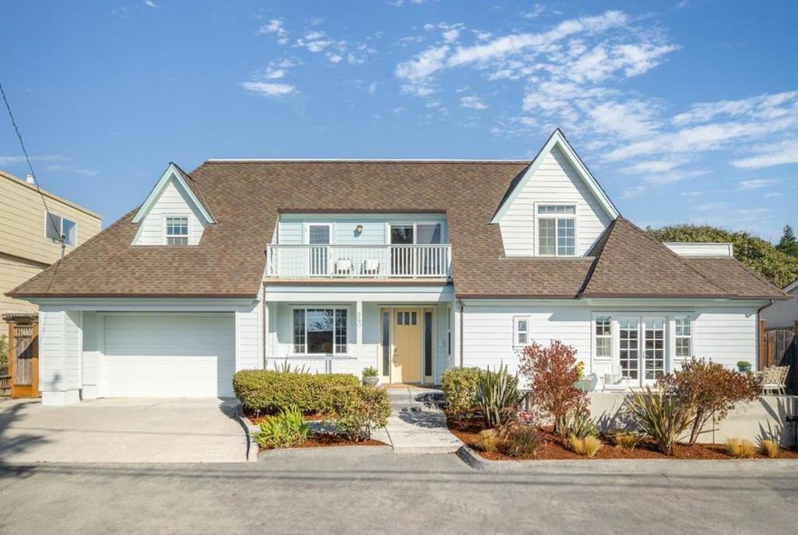 Home for sailing! Crafted for beauty, built to perfection. Stunning 4br, 3.5ba, 2,400sf harbor home w/partial views of boats & bay + 1100 sf finished basement w/bath & sep entrance. Ideal full time residence, 2nd home, weekend getaway, short term rental or legacy property. Completed in 2007 on a wide double lot just 2 blocks from Twin Lakes & the finest stretches of surf & sand on the Coast. Short stroll to boat slips, launch ramp, Crows Nest, Arana Gulch & all harbor amenities. Warm comfortable interiors, excellent flow & meticulous attention to detail. Soaring ceilings, formal living room, open kitchen/family design w/ large center island & luxe primary suite w/private view deck. Outdoor spaces galore w/ endless possibilities for al fresco dining, relaxation & enjoyment. Marinace natural stone counters, custom cabinets & lighting, stainless appliances, 5 burner gas range, hand hewn hickory floors, plantation shutters, skylights, dual pane windows & french doors w/sidelights, on demand hot water, dual zone central heating, copper gutters & downspouts. Professionally landscaped, private fenced yard, spa w/outdoor shower, 2 car garage + ample parking & storage for beach toys & boards. The indoor/outdoor beach/boating lifestyle at its finest. Come for a sail, stay for a lifetime.