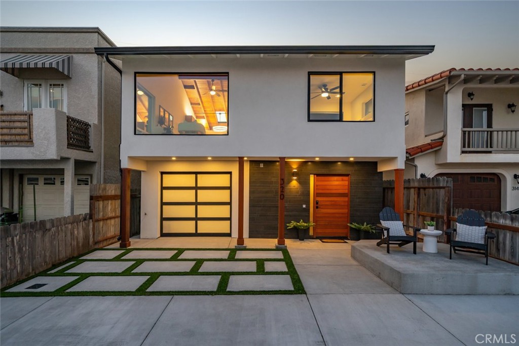 Shell Beach stunner stripped to the studs and completely redesigned to capture spectacular ocean views! Total transformation, all permitted in 2024–2025. This rare coastal retreat delivers next-level design and effortless indoor-outdoor flow. Located in the coveted 300 block with clean lines, luxe textures and the finest finishes. Custom bamboo cabinetry and waterfall Silestone counters anchor the sleek kitchen. Embrace the sea breeze from a 6 foot pass-through window and 10 foot sliding, stacking door that opens to the huge, covered patio. Spa-inspired baths feature Italian tile, lighted mirrors, and heated bidet toilets. Every inch is perfection— from smooth drywall, recessed lighting and tinted skylights to EV-ready garage with epoxy floor and premium turf patios. Live as one or two units with flexible access. Elevated concrete deck captures the coastal view. Rebuilt, refined, move-in ready and offered at an incredible price!