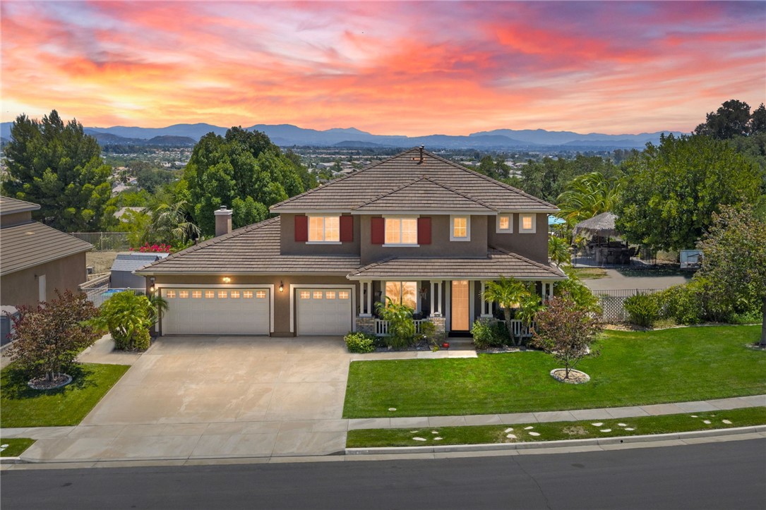 If you're a longtime agent here in Murrieta then you know The Oakhurst Estates and OAK BLUFF LANE. This street is considered one of the best streets to live on in the Murrieta Valley. Agents have been asking for years when this home would go on the market. Well, here it is! This home is nestled in beside the Santa Rosa Plateau, with only six homes on this street. This home enjoys all the amenities of LUXURY LIVING! You will experience oak trees, beautiful 360 degree views of the valley and plateau, enjoy the daily afternoon ocean breeze, and a large, resort style backyard. You will enjoy a large palapa, firepit, basketball court for the kids which can also be used for a round of pickleball. This all lies amongst a fully custom, oversized pool and jacuzzi. This pool was built with real, fully natural boulders and rocks specially transported in from a Utah quarry. The coping and tile are all natural, along with top of the line Pebble Tec Sheen. Surrounding the pool is high-end, stamped colored concrete which matches the pool and huge patio. The yard is fully fenced, along with the pool being full fenced for child safety. The interior of the home was custom remodeled within the last five years, sparing no expense. The new owners will enjoy custom wood floors, upgraded carpet, window shutters, drapery, new appliances, and granite counter tops throughout the home. All windows in the home have beautiful views. Lastly, this home has an oversized living room, a super-sized family room, a supersized laundry and crafts room, along with oversized bedrooms, and open-concept. Come see for yourself. WATCH THE VIDEO! ITS A MUST!