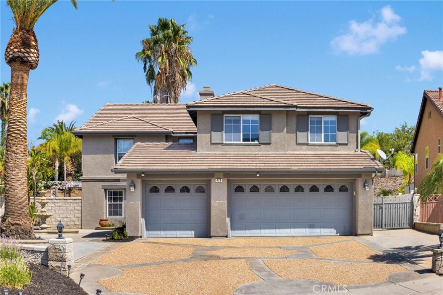 Welcome to 479 Adirondack located in South Corona in the highly sought after Mountain Gate community. No HOA, low tax rate approximately 1.187%. With excellent school ratings, walking distance via back gate to Citrus Middle school, this incredible 2 story home offers a sprawling 3,530SqFt of living space on a .44 acre of land, 5 bedrooms 3 full bathrooms with a breath taking entertainers dream backyard. Sitting on just under 20,000sqft Lot, the front exterior is well maintained and tastefully designed with plenty of concrete, RV parking, gorgeous curb appeal adorned with birds of paradise and palm trees throughout. The backyard is sure to set a standard offering pebble stone pool, shallow area for kids and adult relaxation, multiple waterfalls, grotto, custom rock design, spa, putting green, built in bbq, detached patio, fire pit and more. Upon entry through the doubled doors, you are greeted with a vaulted ceiling with chandelier, formal dining room, living room and enter into the family room, spacious kitchen which offers plenty of granite counter top space, cabinets and wine rack. The main level offers a full bedroom, full bathroom a must have with multi generational living. 2nd level offers spacious master suite, his and her sink, walk in shower, bathtub and walk in closet. 3 full size bedrooms, upstairs office area with built in cabinets including a loft outside the guest bedrooms.  This magnificent property checks off all the boxes, welcome home.