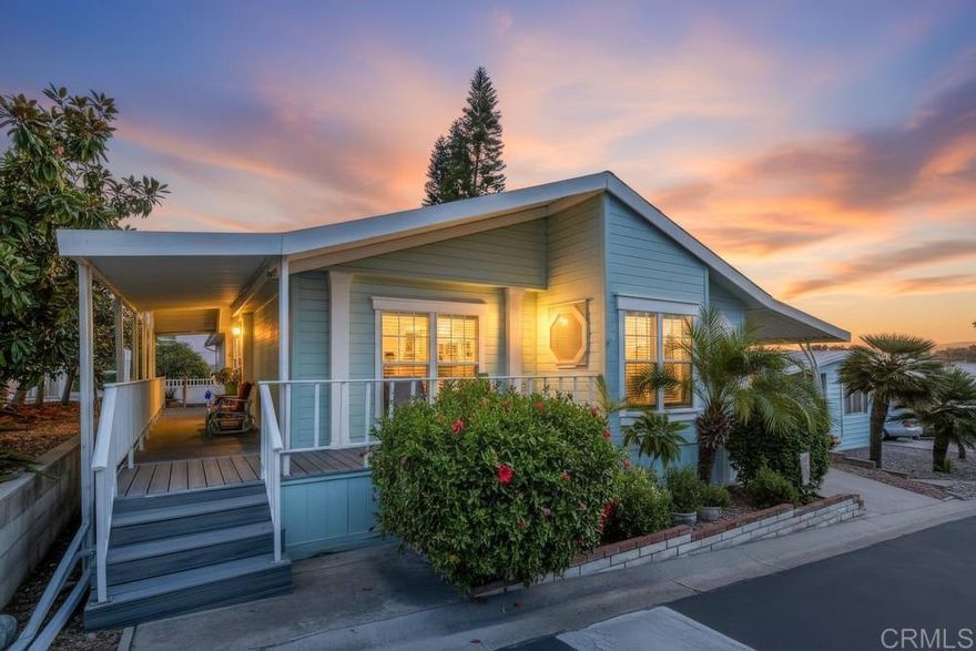 Welcome to Lake Jennings Park Estates, one of East County’s most desirable 55+ gated communities offering scenic views, resort-style amenities, and true pride of ownership throughout. This beautifully maintained 3-bedroom, 2-bath home (with one bedroom currently used as an office) features 1,586 sq. ft. of spacious single-level living on a 3,829 sq. ft. lot. Built in 1997 and on a 433A permanent foundation, this home qualifies for traditional financing, a rare find in this sought-after neighborhood! Step inside to a bright and airy floor plan with vaulted ceilings, skylights, and natural light flowing throughout. The modern kitchen features white appliances, a cozy breakfast nook, abundant cabinetry, and sleek countertops. The large primary suite offers mirrored closet doors, a walk-in closet, ceiling fan, and an attached bath with dual sinks, a jetted soaking tub, and a separate shower. Enjoy peaceful views from the front porch, a private patio and yard perfect for relaxing or entertaining, and a low-maintenance landscape that complements the home’s curb appeal. Additional highlights include a newer roof, newer HVAC, laundry room, vaulted ceilings, a shed, and a spacious driveway. The low HOA fee of just $218/month includes access to a sparkling pool, jacuzzi, well-kept grounds, multiple parks, dog park, and a clubhouse with a grand fireplace, full kitchen, library, craft room, game room, and billiards. Residents love the quiet, park-like setting surrounded by trees, green meadows, and close proximity to Lake Jennings for fishing, hiking, and outdoor recreation. Conveniently located near shopping, dining, entertainment, and freeway access, this home combines comfort, convenience, and community in one perfect package. Experience the best of Lakeside 55+ living. Schedule your private showing today!