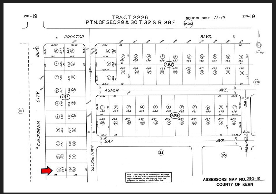 Large lot on California City Blvd frontage road. Seller has two lots next to each other. Take a look at the other APN#210-330-07. Invest in small town living. Close to base, mines, and local shopping.