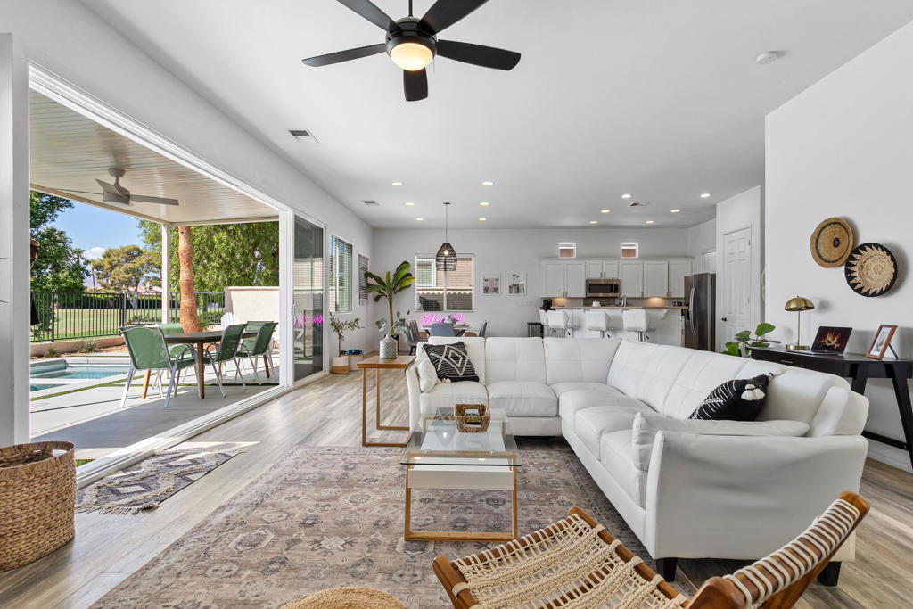 Exceptional opportunity to own a successful short-term rental in the highly desirable gated golf community of Indian Palms Country Club grossing $120,000K a year with 177 five star reviews. This turnkey furnished 4BD, 3BA home, including a private casita, offers strong rental history and consistent income potential. A new panoramic glass slider opens to a stunning outdoor living space featuring a newer modern saltwater pool and spa, ideal for guests and entertaining. Situated on the golf course with unobstructed mountain views, this property perfectly combines resort-style living and investment value. Enjoy access to community amenities including golf, tennis, fitness center, and clubhouse dining--all just minutes from the Empire Polo Grounds, home of Coachella and Stagecoach.