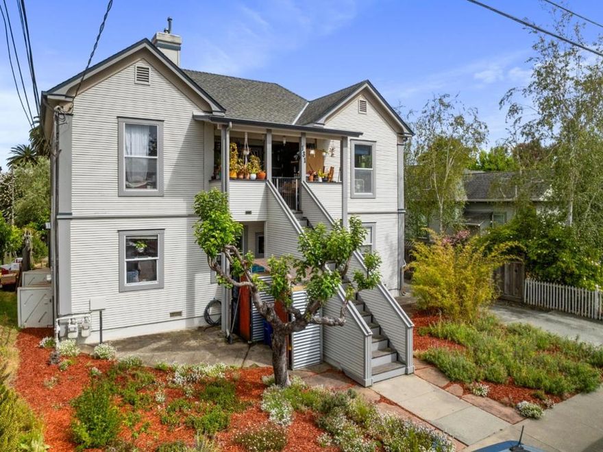 Craftsman Garden Duplex with Detached Shop/Garage plus Bonus Studio. Tenant Occupied with all rooms filled. Tucked into a quiet cul-de-sac on the Eastside, just blocks from local favorite markets, shops and restaurants. This nearly fully renovated income property offers exceptional flexibility and charm. The main duplex features two spacious units with updated kitchens, baths, and flooring, while a separate detached unit permitted as an art studio adds additional living or rental potential. Behind the vintage 1903 facade lies a complete system overhaul including electrical, plumbing, roof, and even a rebuilt foundation. A detached garage and carport provide ample storage or utility space, and the mature yard invites outdoor enjoyment. The R1 zoning and legal duplex status affords additional capacity for converting the existing art studio to an ADU, with room to add more units and/or ADU's. The property blends historic character with modern performance, all within easy reach of beaches, UCSC, and shopping.