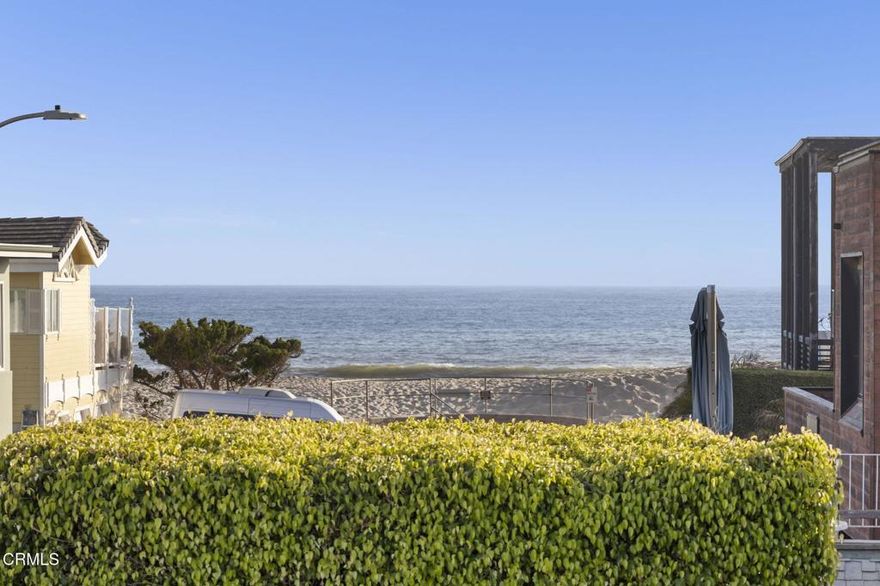 Permanent Ocean Views & Steps to the Sand - Your Pierpont Beach Dream Home Awaits!Welcome to true beachside living in this beautifully appointed Pierpont retreat, just six lots from the sand and only two lanes from the scenic boardwalk--perfect for bike rides or sunset strolls to the Ventura Pier and Downtown.Enjoy stunning, permanent ocean and island views from your own living room, while cool breezes and the sound of crashing waves complete the ultimate coastal experience. With over 2,500 square feet of living space, this versatile home offers 4 bedrooms, 3 full bathrooms, two expansive viewing decks, and a large backyard--perfect for entertaining or relaxing after a day at the beach.The main level welcomes you with a cozy living area featuring a fireplace, two bedrooms including a spacious primary suite with full bath, and access to a private backyard with charming brick patio--ideal for BBQs, gardening, or outdoor gatherings.Upstairs, original hardwood floors and vaulted exposed ceilings are filled with natural light. The open-concept living and dining areas are designed to take full advantage of the sweeping ocean views and open onto a generous viewing deck. The updated kitchen features granite countertops, a large center island, stainless steel appliances, and a walk-in pantry. A third bedroom with ensuite bath and an additional full guest bathroom complete the second floor.On the third level, you'll find a flexible fourth bedroom or perfect work-from-home office, featuring a large walk-in closet and a private balcony with views of the Ventura hills.Situated near local favorites including restaurants, coffee shops, shopping, and convenient freeway access, this home is ideal as a full-time residence, weekend getaway, or high-demand investment opportunity.Don't miss your chance to live the Pierpont lifestyle!