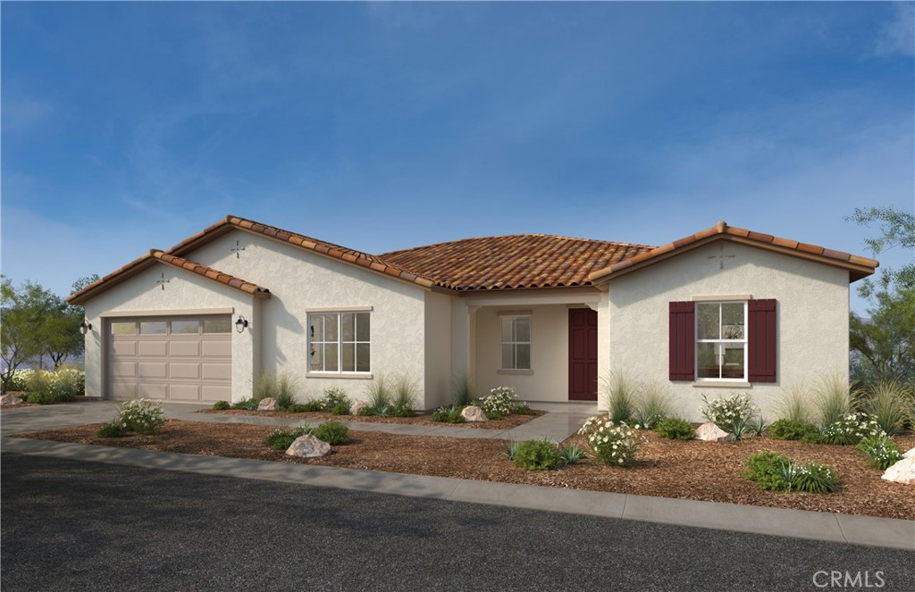 Beautiful Palmetto community by KB Home in the Inland Empire. 104 home-sites nestled into the hills of Moreno Valley, an all-single story community. This massive home has 5 bedrooms and 3.5 baths and a 3-car garage for anyone looking for an entertainers dream home. It has a huge open living space and kitchen with lots of upgrades including vinyl plank in most of the house and some carpet as well. Beautiful kitchen with maple color cabinets, Quartz countertops, large island, walk in pantry, stainless steel appliances and more. spacious primary bedroom and bath with a walk-in shower, extended vanity with knee space and a large over 10,000+ sq. ft. lot to take advantage of. Nestled in the hills off of the Nason and Moreno Beach side of Moreno Valley where tons of new shopping and dining is you'll have convenient access to the shops as well as freeway access.
Photo is a rendering of the model. Buyer can either lease or purchase the Solar.