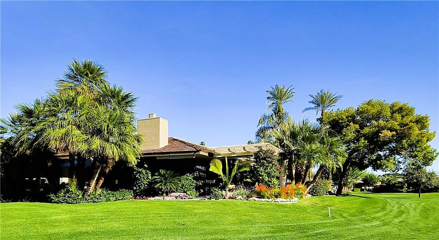Discover Ultimate Desert Living at the Springs Country Club. most sought-after Residential Community in Rancho Mirage. IF LOCATION AND VIEWS ARE IMPORTANT TO YOU LOOK NO FURTHER. This Home is on the NEWLY DESIGNED Spring Country Club Golf Course. The Springs is more than a community-- it's a lifestyle. amenities rival those offered at the best Private Clubs. Enjoy State-of-the-art Fitness Center, golf, tennis, pickleball, bocce ball, and a vibrant array of social clubs’ activities including art, wine, books, card games, and an engaging speaker series.  This Phenomenal Location faces Unparalleled facing South with sweeping breathtaking panoramic view of the majestic Santa Rosa and San Jacinto Mountains, elevated about 6 ft overlooking the 11th fairway two picturesque Lakes, 11th ,12th and 15th greens. This Oasis boasts 26 mature palms, and pine trees, 3 patios and walkways all covered in Arizona Flagstone. Entry & Front patio has a 7ft wall waterfall and garden fountain. Backyard has outdoor Mist Cooling System, Ceiling Fans, Beautifully Landscaping W lighting. And Breath-Taking views. This Home was Remodel in 2024. This upgraded 3-bedroom, 3-bathroom home features en-suite bathrooms for each bedroom, offering privacy and comfort for you and your guests. A sophisticated and well-equipped kitchen with custom cabinetry, state-of-the-art Chef’s Kitchen with all stainless appliances, Quartz counter tops, and Reverse Osmosis water system open concept kitchen flows seamlessly into the spacious great room, you have showcasing expansive beautiful views from every room in the home. Throughout the home you have LED lighting, Solar Tube lighting, large Sky Lights, Ceiling Fans, Surround music inside and outside. Gated Community with 24/7 monitored Security and patrols, Two sparkling salt water pools with spa pools steps from either side of the home, Located directly across from the Eisenhower Medical Center which provides peace of mind, offering top-tier healthcare, and just minutes from The River shopping and entertainment center- featuring dining, boutique shopping and  both shopping/dining at the famous El Paseo Drive in Palm Desert Also the Palm Springs International Airport.