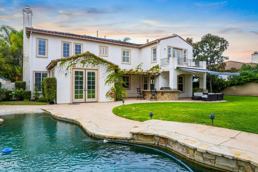 Luxurious Estate in Gated Estancia at Dos Vientos.Now available for lease, this Spanish-style estate offers over 4,000 sq. ft. of open-concept living on a 1/4-acre+ lot. The grand foyer with sweeping staircase opens to formal living and dining rooms with seamless indoor-outdoor flow.The chef's kitchen features granite counters, abundant cabinetry, and a massive island, adjoining a breakfast area and expansive family room with fireplace, built-ins, and large screen TV. Walls of windows showcase the private backyard oasis with pebble-finish pool, spa, built-in BBQ, covered patio, and no rear neighbors.Upstairs, the primary suite boasts a sitting area with dual fireplace, private balcony, and spa-like bath. Five total bedrooms include a main-level suite for guests or multi-gen living.Additional features: 3-car garage with new doors & epoxy floors, updated exterior lighting, top-rated schools, and prime location minutes to the 101 and beaches.A rare lease opportunity combining timeless design, modern amenities, and privacy in one of Dos Vientos' most coveted communities. Buyer may verify information and specifications. Don't miss this beautiful home with a canvas to make your own.