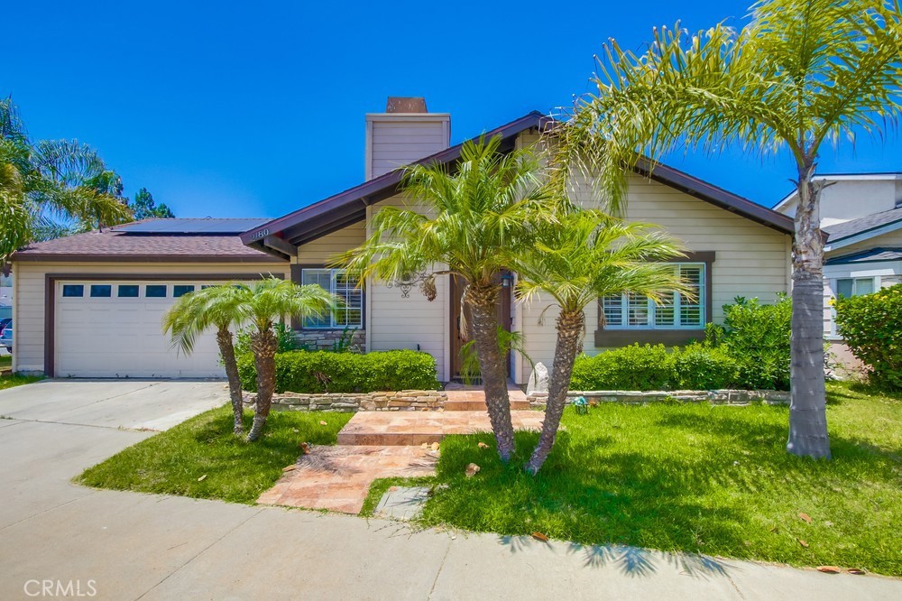 Located in the Eastlake community of Chula Vista, this 2 bedroom 2 bath home features 1,012 square feet of living space and sits on a 3,240 square foot lot. Located on a corner. This home has a dramatic vaulted ceiling in the living room, crown molding and a fireplace. Plantation shutters are installed throughout. The kitchen and baths have granite counter tops. The master baths feature a shower with tile surround and glass doors. A large walk-in closet and plenty of room for storage. The covered patio is a great place to relax and enjoy the backyard. The kitchen backsplash has full tile from counter top to cabinet and a mosaic design on one wall. The master bedroom has a sliding door access to the backyard.