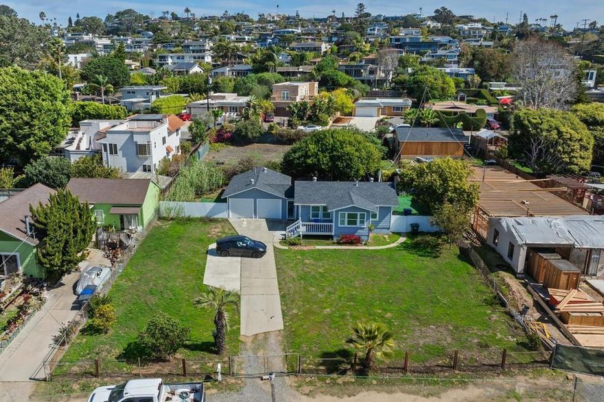 Rare opportunity to own/develop your dream home in Solana Beach.  This double lot currently has a small home on it.  Walk to Cedros District, Beach, shopping and dining.  Solana Beach Schools.  West of 5.
