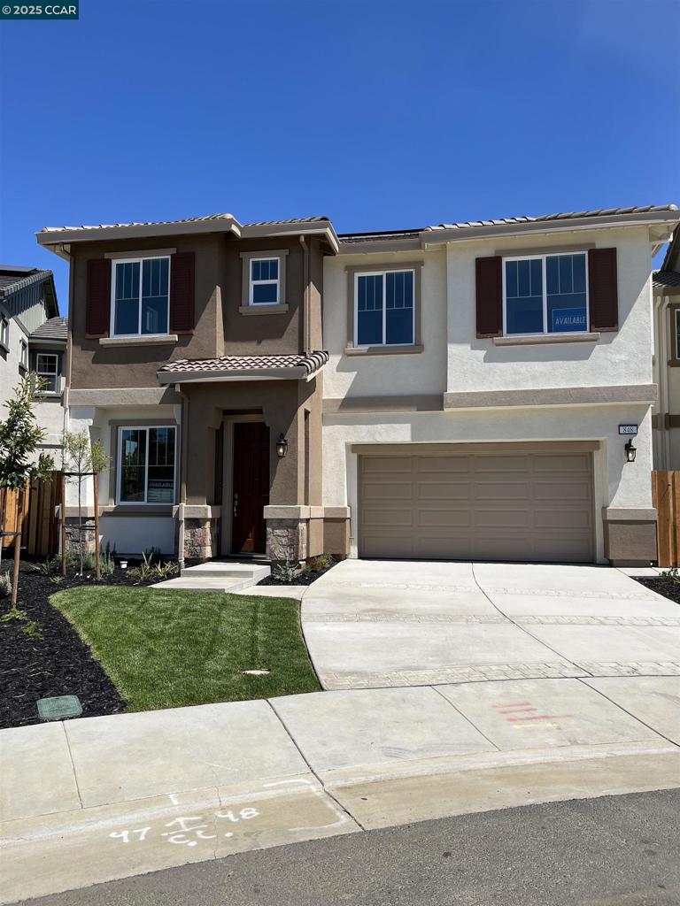 This two-story home offers 2,346 sq. ft. of living space with 4 bedrooms and 2.5 bathrooms. The first floor features an open-concept layout connecting the kitchen, dining, and living areas—ideal for entertaining or everyday living. Upstairs, the spacious primary suite includes a private bathroom and walk-in closet, along with three additional bedrooms that provide flexibility for family, guests, or a home office. This home is fully upgraded with gray, under-lit shaker cabinets with soft-close drawers, quartz kitchen counters, a subway tile backsplash, and a mix of wood laminate and 17x17 tile flooring. Located in the desirable Cadence at Gold Hill community in Fairfield, this home combines modern design, quality finishes, and a prime location surrounded by natural beauty.