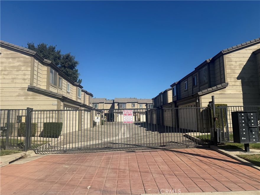 Welcome to beautiful 3 bedrooms, 2.5 baths gated Community condo in Pomona. The first floor includes a living room, kitchen, garage, and backyard. There are three bedrooms in the Upstairs. It's equipped with a refrigerator, stove, washer and dryer, and two spaces car garage. It's safe, quiet, clean, and conveniently located in a mature community. It's close to supermarkets, Costco, 99 Ranch supermarket, banks, and various restaurants. Don't miss it.