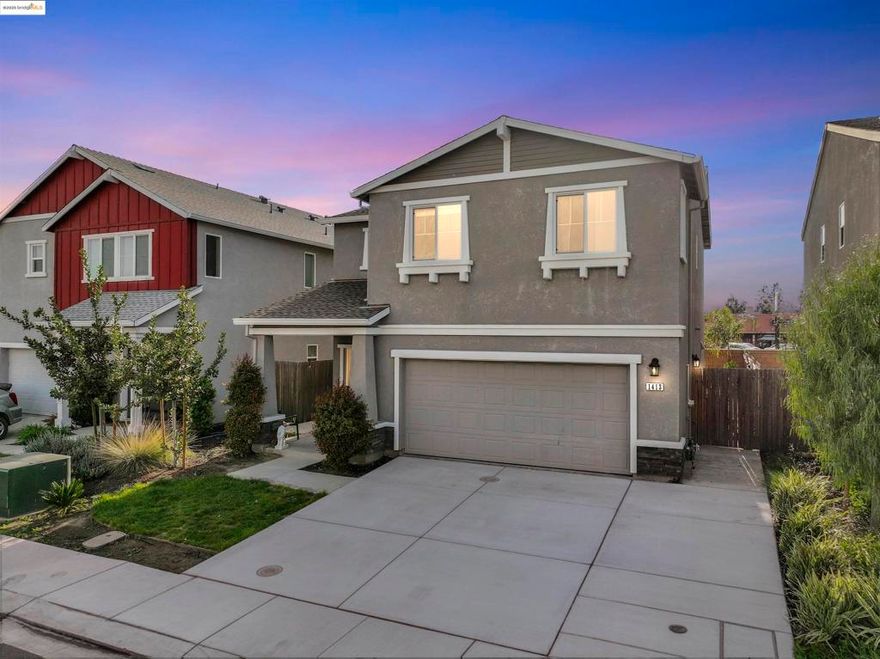 Built in 2022, this stunning 4-bedroom, 2.5-bath residence combines the best of modern design, comfort, and convenience. With owned solar panels, you’ll enjoy energy savings and peace of mind knowing this home is designed for efficiency and long-term low maintenance.  Step inside to find an open-concept floor plan that flows beautifully from the kitchen into the living spaces—perfect for family gatherings, casual hangouts, or entertaining friends. Upstairs, all four bedrooms provide privacy and comfort, including a spacious primary suite complete with a walk-in closet.  The backyard is fully landscaped and ready for you to enjoy—whether it’s summer BBQs, kids at play, or peaceful evenings under the stars.  Location is everything, and this home delivers: just steps from a neighborhood park and minutes from Manteca’s best shopping, dining, and entertainment spots like Great Wolf Lodge and AMC Theatres. Plus, with quick freeway access, commuting to the Bay Area or beyond is a breeze.  Whether you’re a first-time buyer or looking for a move-up home, this property checks all the boxes: stylish, energy-efficient, low-maintenance, and move-in ready. Don’t miss the chance to make it yours!