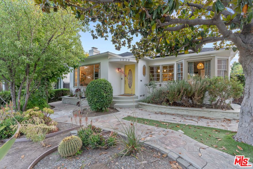 Stunning 1941 Traditional with views of the towering San Gabriel Mountains, in the much-coveted President Streets neighborhood near the Eaton Nature Preserve. Featuring a main house consisting of 4 bedrooms and 3 bathrooms, plus a detached guest house (measured at 592 square feet), which includes a full bathroom, a second laundry hookup, storage area, and a soundproof music room. Past the lush and drought-tolerant greenery and the meandering stone walkways, you will find the inviting living room, anchored by a fireplace, with an oversized picture window that brings the outdoors in. Warm original oak floors lead you into the formal dining room via a large archway, where you can enjoy your meals with views out to the garden, where details like the home's original porthole window and curvature of the front porch remind you of a time when all the details of a home were carefully crafted and thought out. The modernized kitchen immediately draws your eye to the quaint breakfast nook, with bay windows and original wainscoting. Other unique details include beamed ceilings, fun saloon doors leading to the laundry room, and a scalloped valance above the sink. Light-filled and airy, with glass-front cabinets, quartz countertops, and brass hardware- the kitchen is a seamless blend of classic and modern. French doors lead you to your own Mad Men-style office, with rich wood built-ins, a sink for a wet bar, and an arched transom window. Bathed in light with an oversized skylight and its own en-suite bath is one of the bedrooms. Off the long hallway, you will find a full bathroom featuring classic black-and-white tile and dual windows. Another large bedroom, with a door leading to the beautifully lit backyard, and the primary suite make up the rest of the main house. The primary suite is 560 square feet of sheer delight, featuring a vaulted ceiling, a skylight, two closets, bay windows that include French doors, and a stunning bathroom with an oversized shower and built-in bench and shelf, dual sinks, and a closet with new custom-built storage shelving and pocket door. Completely gut-renovated in 2024, with bold and brilliant porcelain olive green tile from Wow Design EU and Huntington White Terrazzo floors. Step outside and stare in awe at the grandeur of the towering mountains from your hammock while eating an orange from your abundantly producing tree. The flagstone path leads you to the recently gut-renovated guest house, and it is absolutely incredible. Telescoping Fleetwood sliding glass doors lead you to a foyer with oak built-ins and a sink with a refrigerator. The main area showcases vaulted ceilings, a skylight, custom casework shelving with integrated lighting, and hardwired internet. Polished concrete throughout, and new Milgard windows, plus a well-sized bathroom with oversized shower, vertical picture window, floating vanity, and dazzling olive porcelain tile work. Need a space to make some noise? This guesthouse also features an interior room with soundproofing materials between double drywall and mounted picture lights to showcase your favorite art pieces. A storage area with laundry hookups and a utility sink finishes off the space. The property also features an owned solar system, seamless gutters (2024), an EV charger (2024), 200-amp upgraded panel, 30-year roof replaced in 2017, retrofitted foundation (2024), and a new water main line (2024). Minutes to Old Town Pasadena with its renowned shopping and dining, and other close treasures such as the storied 'Christmas Tree Lane,' with over 100 cedar trees lit up during the holiday season; this neighborhood has a unique blend of old charm, small-town vibes, and unmatched natural beauty in Los Angeles.