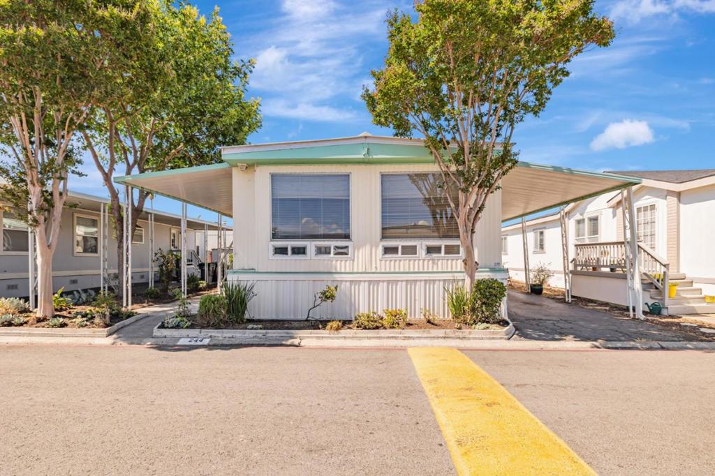 **Charming Mobile Home in Sunnyvale A Perfect Blend of Comfort and Convenience!** Welcome to this delightful 2-bedroom, 2-bathroom mobile home, nestled in the heart of Sunnyvale and priced at an attractive $249,000. This clean and bright residence offers a spacious living room that invites you to relax and unwind, perfect for entertaining friends or enjoying quiet evenings at home. The primary bedroom is a true retreat, featuring not one, but two closets, including a generous walk-in closet that provides ample storage space. You'll love the added convenience of a sliding glass door that opens directly to your own exterior patio, creating a seamless transition between indoor and outdoor living. With affordable space rent of $1,337 per month, this home is not only charming but also budget-friendly. Located close to visitor parking, it offers easy access for your guests. Plus, the communitys proximity to HWY 101 ensures that youre just minutes away from shopping, dining, and all that the vibrant Sunnyvale area has to offer. Dont miss out on this opportunity to own a piece of peaceful living in a fantastic location. Schedule your visit today and discover the warm and welcoming atmosphere this lovely mobile home has to offer!