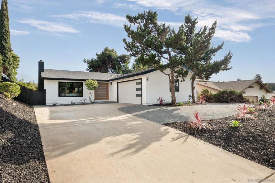 This fully remodeled contemporary home is the definition of modern comfort and style, offering the kind of upgrades and finishes buyers dream of. From the moment you step inside, you’ll notice the gorgeous LVP flooring that flows seamlessly throughout the open layout, giving the home a sleek yet welcoming feel. The kitchen is a true showpiece—designed to impress with marble countertops, sleek stainless steel appliances, bar seating perfect for casual dining, and soft-close cabinetry that adds both function and sophistication.  The living area invites you to relax and entertain, highlighted by a modern electric fireplace that sets the perfect ambiance. Each bedroom is spacious and comfortable, providing plenty of room to unwind, while the bathrooms feel like a spa retreat. The primary bath features a contemporary waterfall-style shower with elegant gold fixtures and finishes, creating a luxurious experience right at home. Every detail has been carefully selected to create a move-in ready home that feels fresh, stylish, and thoughtfully designed. With its ideal layout, premium upgrades, and undeniable curb appeal, this is not just another property—it’s the home that stands the test of time. Centrally located to all the best shopping in Poway, nearby PUSD schools, and mere minutes from access to the freeway. Don’t miss your chance to see this beautifully upgraded home—it’s one you’ll want to call your own the moment you walk through the door.