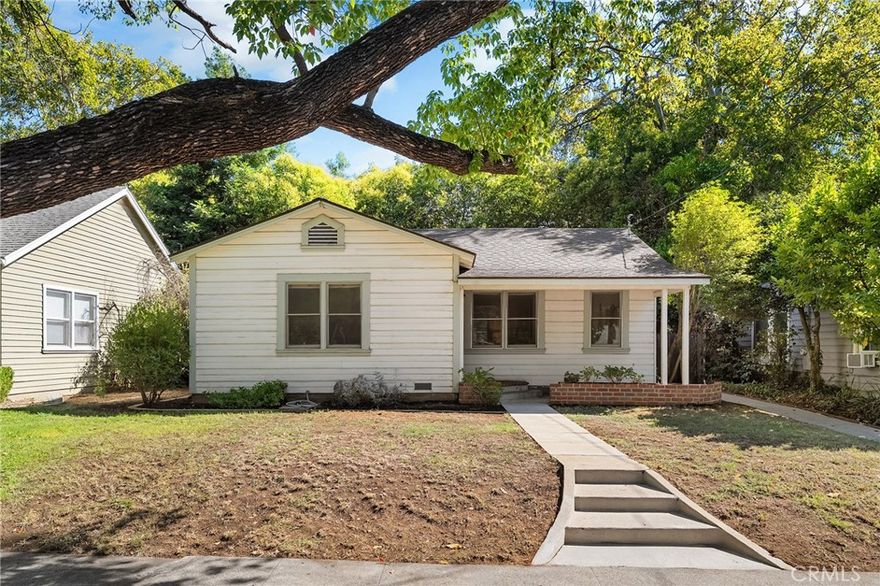 Step into vintage Chico charm with this beautifully maintained duplex, perfectly located on a tree-lined street near CSU Chico, downtown, and local shopping. The front 2-bedroom, 1-bath main house features original hardwood floors that fill every room with warm natural light and opens to a cozy backyard—perfect for relaxing or entertaining. Behind, a separate, move-in-ready 2-bedroom, 2-bath guest house offers privacy, spacious living, and off street parking accessed via a private alley. Whether you’re looking for multi-generational living, rental income, or a smart investment, this duplex combines vintage character, modern comfort, and a prime Chico location—truly a rare find with endless possibilities!