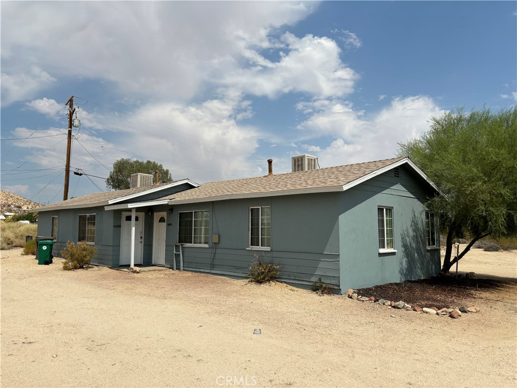 REDUCED: These well-maintained duplexes are centrally located near the base and downtown. Both units were freshly painted, with new LVP flooring in the living room and bedrooms in 2024. 6688 has newly remodeled bathroom. Windows have blinds with many replaced in 2024 along with many of the screens. Freshly painted exterior 2023. New Roof 2019. Both units are on septic. Brand New evaporative coolers for each unit as well as brand new Water Heaters. Tenants pay all utilities except water. Units include stackable washer & dryer, Refrigerator, ovens, and newly replaced microwave ovens. One attached wall, a large lot with plenty of parking. One unit is available to see by appt.