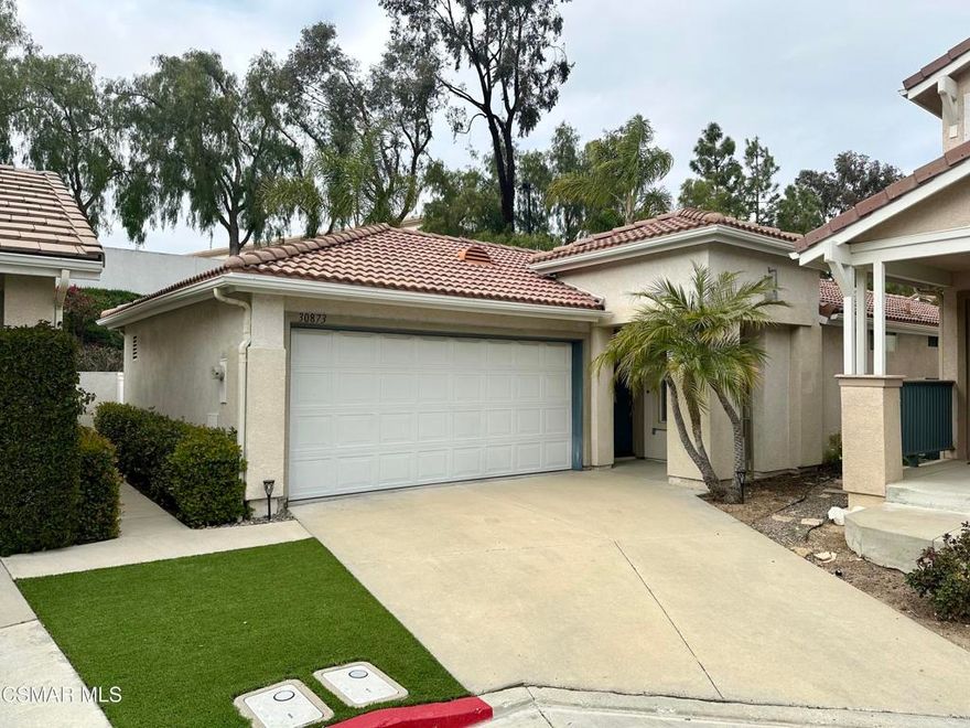 Welcome to 30873 Paloma Ct, a beautifully updated single-story home located in the coveted gated community of The Renaissance. This rare floor plan offers an open, airy layout with abundant natural light throughout. The modern kitchen features updated appliances and flows seamlessly into the living and dining areas, perfect for everyday living and entertaining.The home includes 2 spacious bedrooms and 2 bathrooms, thoughtfully designed for comfort and privacy. The primary suite offers generous closet space and a serene atmosphere. Step outside to your private backyard, ideal for relaxing, gardening, or enjoying an evening outdoors.Situated in one of the most convenient pockets of Westlake Village, you're just minutes from Target, Costco, grocery stores, breweries, dining, nightlife, and more. The perfect blend of comfort, style, and location, this is an opportunity not to be missed