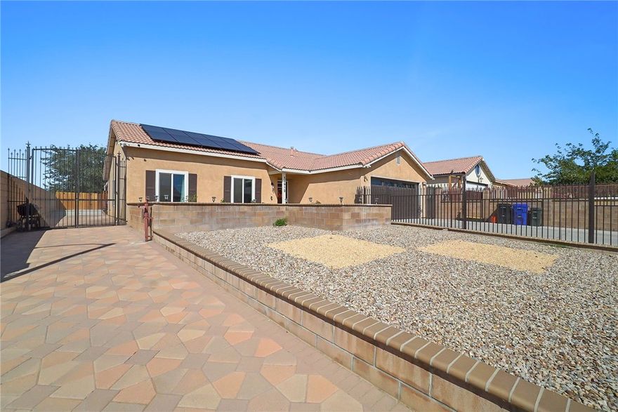 Welcome to Adelanto!

This beautifully maintained 4-bedroom, 2-bathroom corner home is ready for its new owner. Enjoy the convenience of RV access, an extended driveway, and plenty of room for parking. The property features a spacious front yard, backyard, and a side walkway, offering both comfort and functionality. With a well-cared-for interior and exterior, this home is move-in ready.



Don’t miss the opportunity to make this charming home yours—schedule a showing today!



This home comes with a 25-year solar lease that began in 2023. The buyer will be required to assume the lease and take over the remaining term.