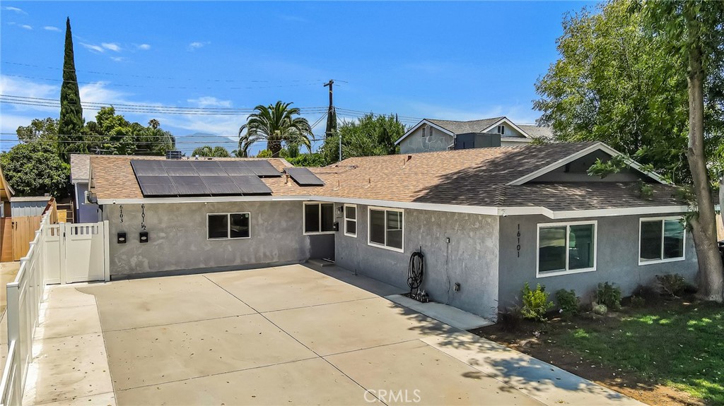 Introducing a fantastic opportunity to own three fully remodeled units on one lot—perfect for investors or first-time buyers seeking rental income! The main home offers 3 bedrooms and 2 bathrooms across approximately 1,300 sqft, showcasing a chef’s kitchen with stainless steel appliances, ample cabinet space, laminate flooring, recessed lighting, and fresh interior paint throughout. The spacious 2-bedroom, 1-bath ADU boasts an open floor plan and features a brand-new kitchen, appliances, plumbing, and electrical—everything completely redone. The Jr. ADU is a sleek studio with its own bathroom and kitchen, also fully upgraded with new appliances, plumbing, and electrical systems. Live in one unit and rent out the others to help offset your mortgage—this is the ideal blend of comfort, convenience, and income potential which also includes PAID OFF solar panels!