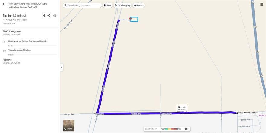 For sale is a 5.03 acre vacant lot in Mojave.  Good to park your RV for a weekend gateway.

The GPS Coordinates are:

East side
NE: 35.080327, -118.196869
SE: 35.079418, -118.196881

West side
NW: 35.080255, -118.199076
SW: 35.079348, -118.199088 (entrance from Pipeline)