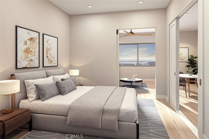 BRAND NEW CONSTRUCTION CONDO! Make sure to inquire about our Seller Incentives! Located just blocks from the beach and in the heart of the West End, Unit 212 offers brand-new construction, modern finishes, and access to a stunning rooftop deck with panoramic views of the ocean, dunes, Port San Luis, and Arroyo Grande Valley. Unit also has access to a state of the art fitness center and Social Suite. This studio, one-bathroom corner unit condo features an open layout with quartz countertops, dark-stained soft-close cabinetry, and stainless steel appliances. The bathroom includes a roll-in frameless glass shower with full-height quartz walls and a marble hex tile floor. Luxury vinyl plank flooring runs throughout, with tile in the bathroom. Matte black fixtures and large windows enhance the clean, modern design. This unit is north-facing and is light and bright and a few short blocks to the beach. A Juliet balcony lets in lots of light, and a mini split HVAC system provides efficient heating and cooling. The secured building includes a lobby and elevator.