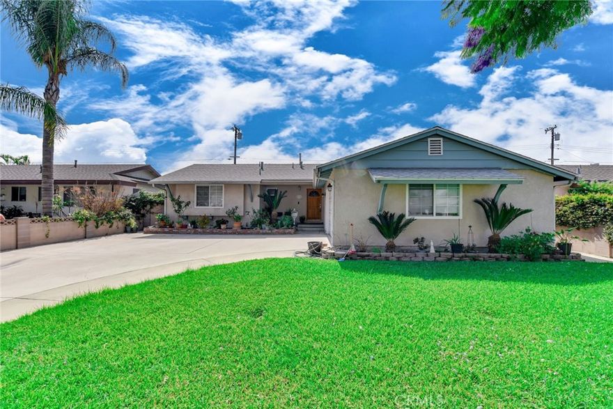 this quiet neighborhood full of people who have pride of ownership in their homes. This  single story ranch home has large d kitchen, double panel windows, smooth ceilings, wood floors,  central air and heat.  2 car garage with direct access and laundry area. Great area with great freeway access and minutes to  shopping and dining. Desirable  neighborhood. paid solar system, Make your appointment, sale to be as is