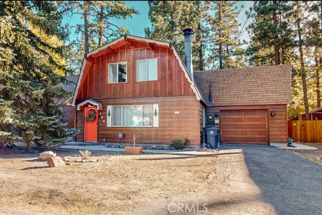 For Lease a Big Bear Gambrel-Style Cabin! This charming 3BD/1.5BA retreat features a paved driveway with level entry, one-car garage, remodeled baths, wood-look porcelain tile on main floor, and upgraded kitchen with new dishwasher. Enjoy a high-efficiency fireplace, new fencing for privacy, and upgraded 220 outlets for EVs. Each upstairs bedroom and loft has new paint, newer carpet, and individual wall heaters. The 500+ sq. ft. loft offers great space for kids or entertaining. Outdoors, relax by the gas firepit and enjoy quiet sledding hills nearby. Conveniently located one mile to Alpine Slide, three miles to Moonridge ski slopes, and just 12 minutes to The Village!