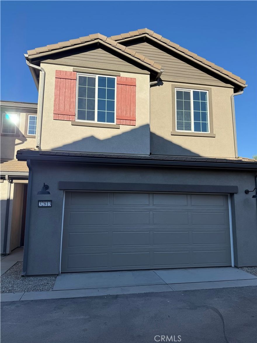 Brand new home at the Towns located in Winchester. This 3 bed 2.5 bath has brand new carpet, paint, white kitchen cabinets and granite counters.  Murrieta and Temecula are short drives away, offering a balance of peaceful living and exciting adventures.  Dive in the pool, chat with neighbors at the BBQ area, get your kids moving at the tot lot, hang out at the park, hit the community trail or head to Conestoga Park—a wonderful spot with public soccer fields, basketball courts, pickle-ball courts, play areas and picnic structures. Stunning 2-story home that feature open-concept living, tech areas, lofts, private yard and much more. Enjoy Solar for lower energy cost.