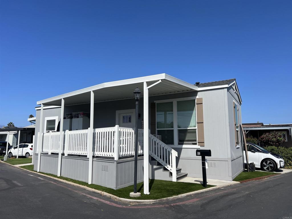 MOVE IN READY Manufactured home in Capri Lounge located near Imperial Beach. Adorable 1 bedroom and 1 bath home featuring an open and bright kitchen with Quartz countertops w/island and stainless steel appliances. Laminate flooring throughout, stackable full size washer/dryer, covered patio at entry, fully equipped for extra storage space, 5okw fast EV Charger, and low maintenance turf! Built in 2024 Just minutes away from the beach, freeway access, and restaurants!